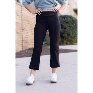 NEW JULIA ROSE delilah kick flare leggings with pockets in black